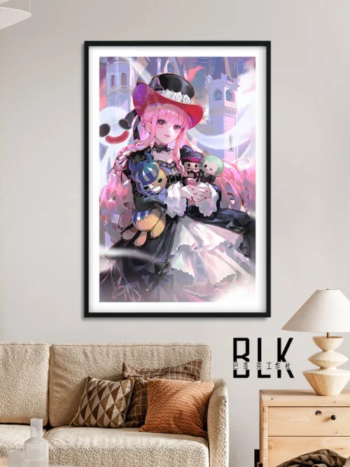 "Exquisite Baroque Doll Perona decorative painting from One Piece, highlighting its melancholic, doll-like features and intricate details from various."