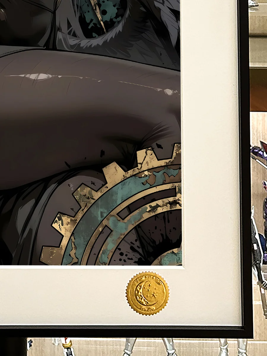 "Detailed view of Albedo OVERLORD premium decorative painting, showcasing her exquisite rendering and the majestic starry night sky. A limited edition."