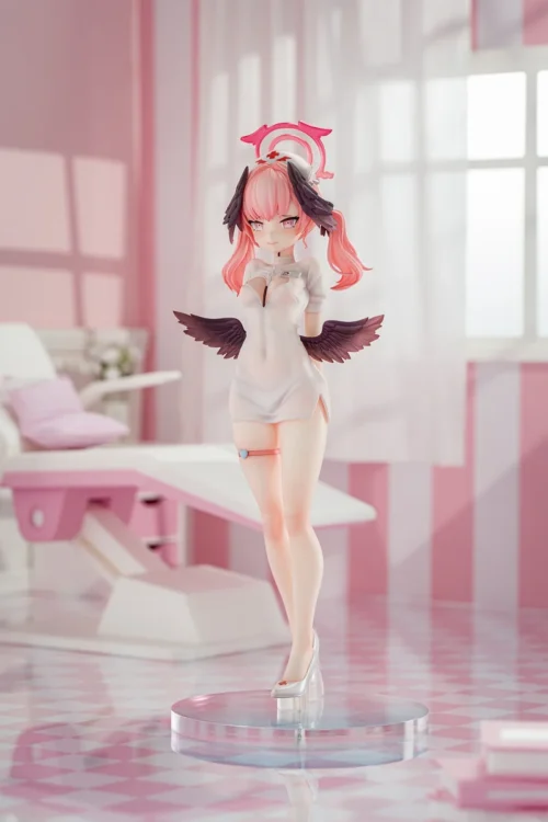 "Exclusive SUCCUBI Studio Blue Archive Koharu figure, dynamically posed as her playful nurse persona. A vibrant, premium limited edition collectible."