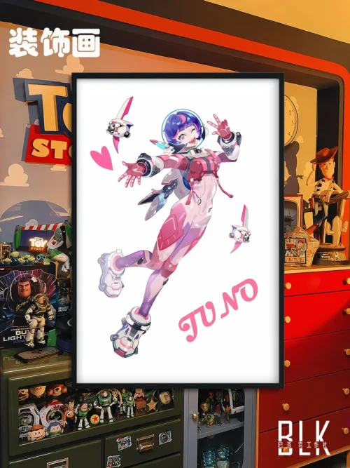 "Exquisite Baroque-inspired Overwatch Juno decorative painting, featuring dramatic rich colors and intricate detailing, a stunning art print."