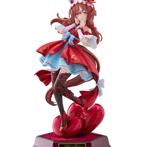 "Exquisite F:NEX Uma Musume: Enduring Love figure. Graceful horse girl in a romantic gown with a delicate bouquet, showcasing timeless romance."