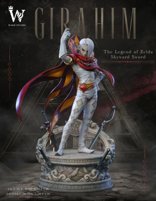 "Ghirahim Zelda: Skyward Sword 1/4 & 1/6 resin statue by Wake Studio, detailed from multiple angles, showcasing menacing elegance."