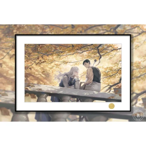 "Limited Edition Berserk art print featuring Guts and Griffith in a dramatic dark fantasy style. Premium decorative painting for collectors."