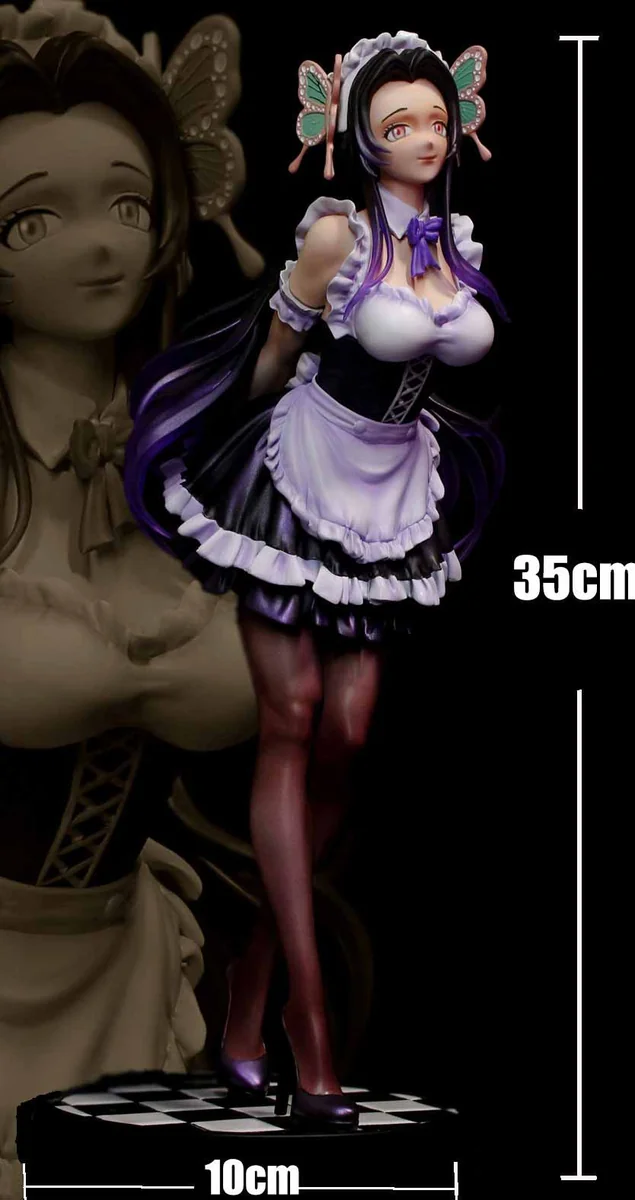 "Intricately detailed Kanae Kocho Maid Demon Slayer resin statue by Cloud Studio, showcasing her elegant pose, maid uniform, and LED effects."