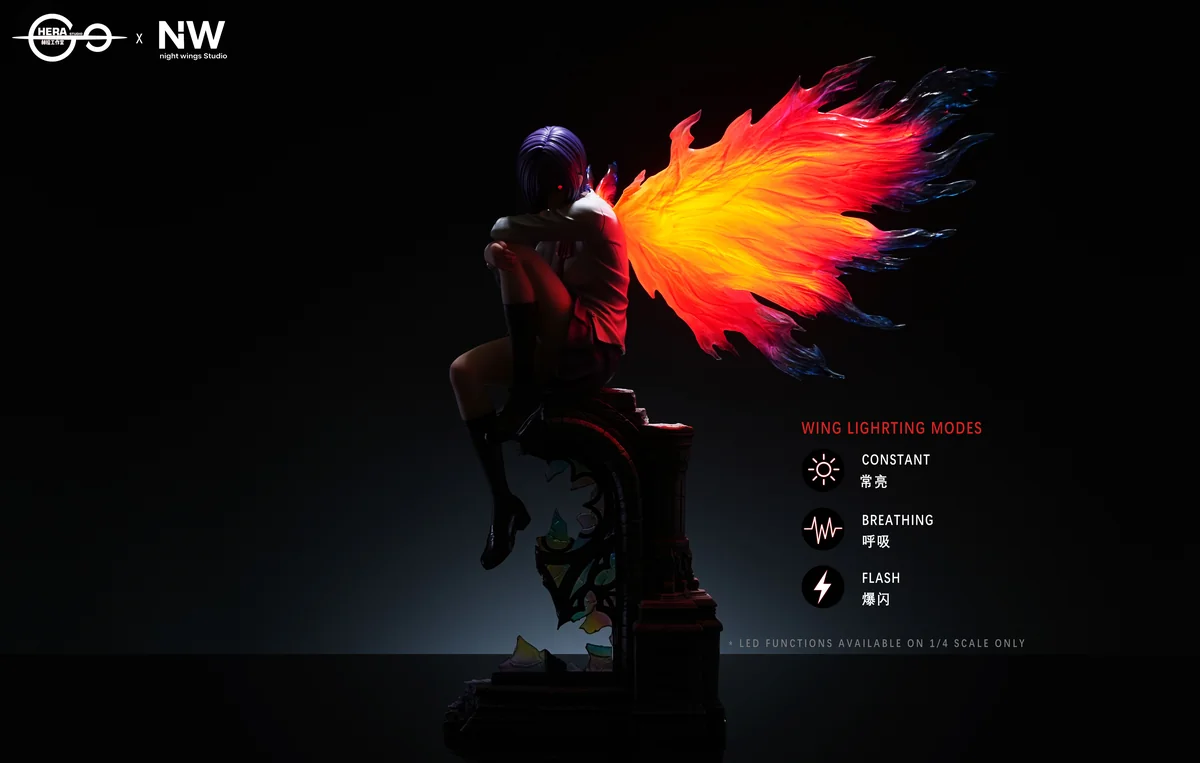 "Dynamic 1/4 scale Tokyo Ghoul Touka figure by HERA x Night Wing Studio, showcasing her LED Ukaku Kagune and realistic skin from various detailed."