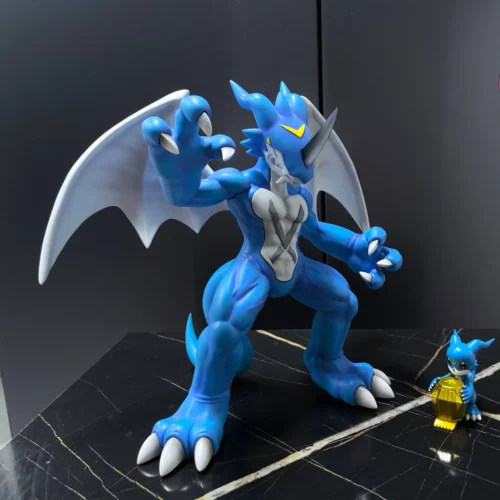 "Dynamic V-mon EX Digimon Figure by Qiao Wu Studio, captured in a powerful evolution pose with vibrant energy, showcasing its high-quality limited."