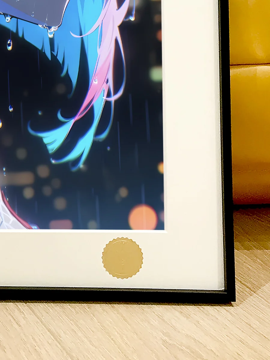 "Premium A3 Cyberpunk Edgerunners Lucy's Tears print gallery from Xingkong Studio. Features vibrant cosmic art, poignant details, and hand-numbered."