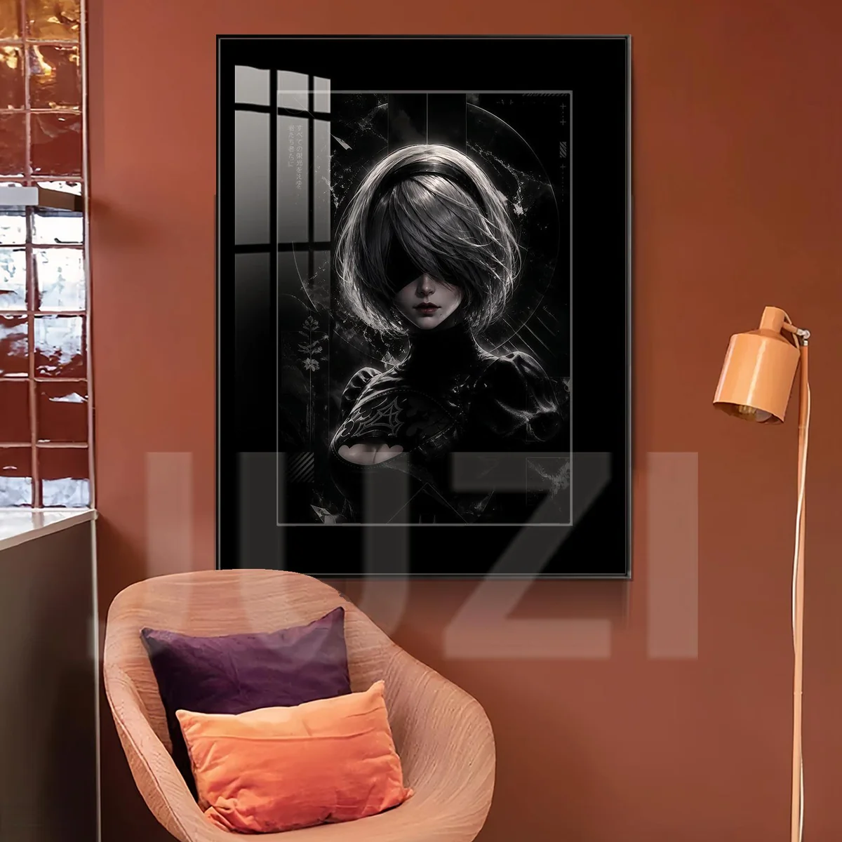 "Premium NieR Automata 2B HD painting gallery. View dynamic angles, high-contrast artwork details, and the luxurious fade-resistant frame."