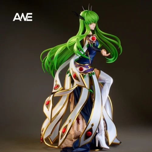 "Exclusive ANE Studio Code Geass C.C. premium resin statue, detailed gallery views highlighting exquisite craftsmanship, dynamic pose, and intricate."