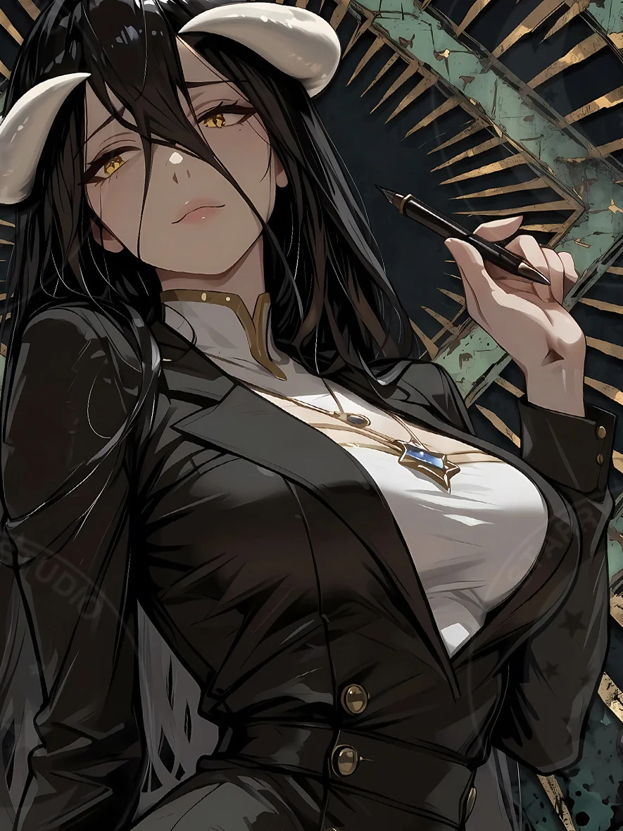 "Limited edition, hand-numbered Albedo OVERLORD art print showcases premium details and multiple views of Albedo under starry skies."