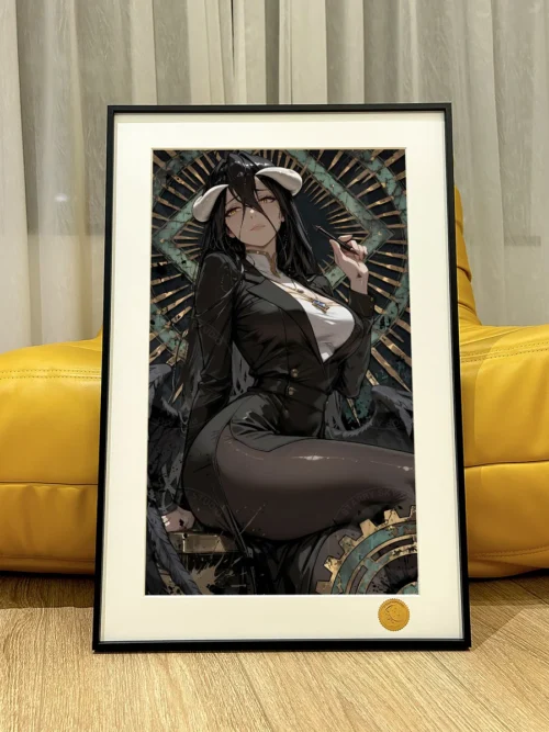 "Limited Edition Albedo OVERLORD decorative painting: a premium quality art print featuring Albedo against a majestic starry night sky."
