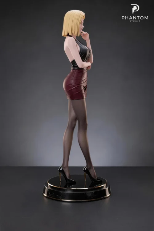 "Ultra-rare 1/6 Android 18 Secretary DBZ statue. Elegant uniform, sophisticated pose, and intricate details, all angles."