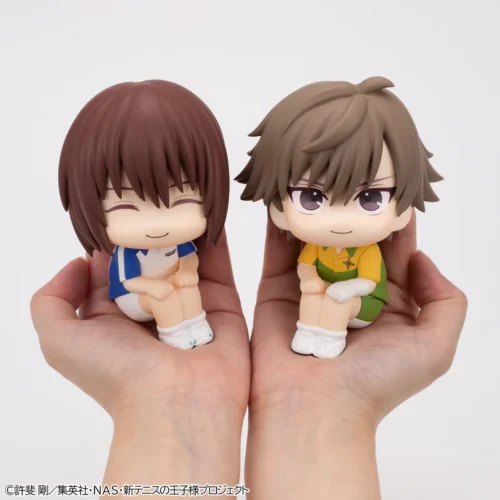 "Exclusive Prince of Tennis II LookUp set featuring chibi Shusuke Fuji and Kuranosuke Shiraishi. They sit adorably with vibrant, expressive upward."