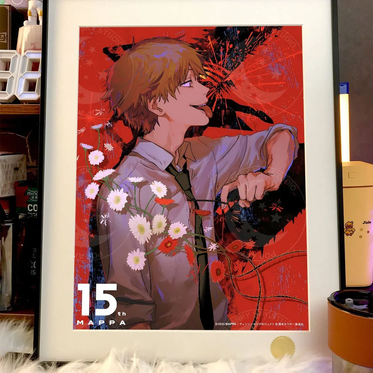 "Close-up of the Limited Edition Starry Sky Denji & Reze Chainsaw Man print, highlighting intricate details of the ethereal artwork and premium."