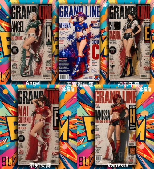 "Vibrant KOF 'Soccer Baby' decorative wall art featuring dynamic King of Fighters heroines in a playful anime style."