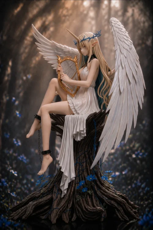 "Detailed gallery views of the exquisite 1/6 Carterthyia Wuthering Waves resin statue, highlighting dynamic pose, ethereal elegance, and translucent."