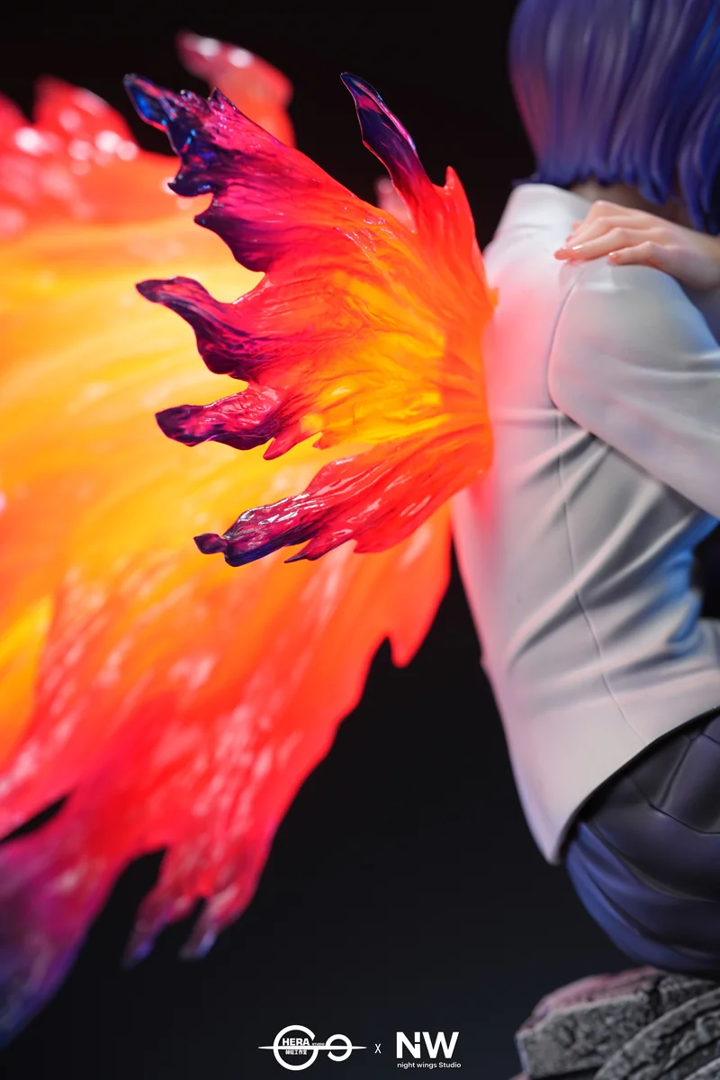 "Dynamic 1/4 Touka Kirishima Tokyo Ghoul figure with vibrant LED Ukaku Kagune, showcasing her power and premium detail."