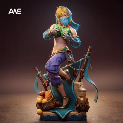 "Dancer Link Legend of Zelda resin statue by ANE Studio. Elegant, dynamic pose, intricate attire, and unique dual head sculpts. A premium limited."