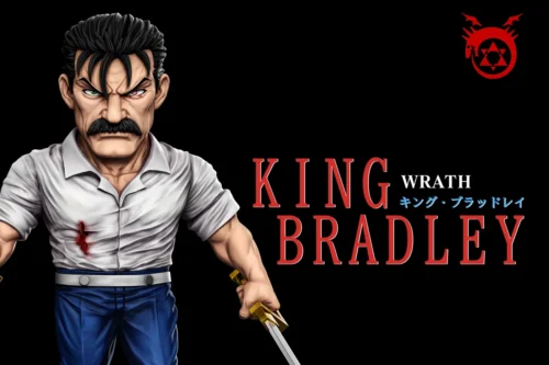 "Dynamic Fuhrer King Bradley Fullmetal Alchemist A+ Studio statue, showcasing his battle-ready pose and intricate details from multiple angles."