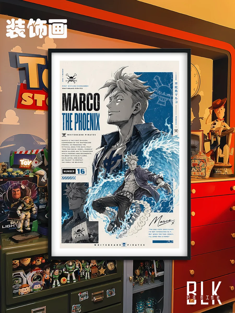 "Captivating Baroque-style art print depicting One Piece's Marco. Features rich textures and a classical aesthetic, embodying exquisite Baroque."