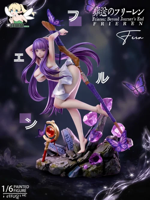 "Exquisite 1/6 scale Fern resin statue from Frieren: Beyond Journey's End, beautifully capturing her elegant pose and magical aura."