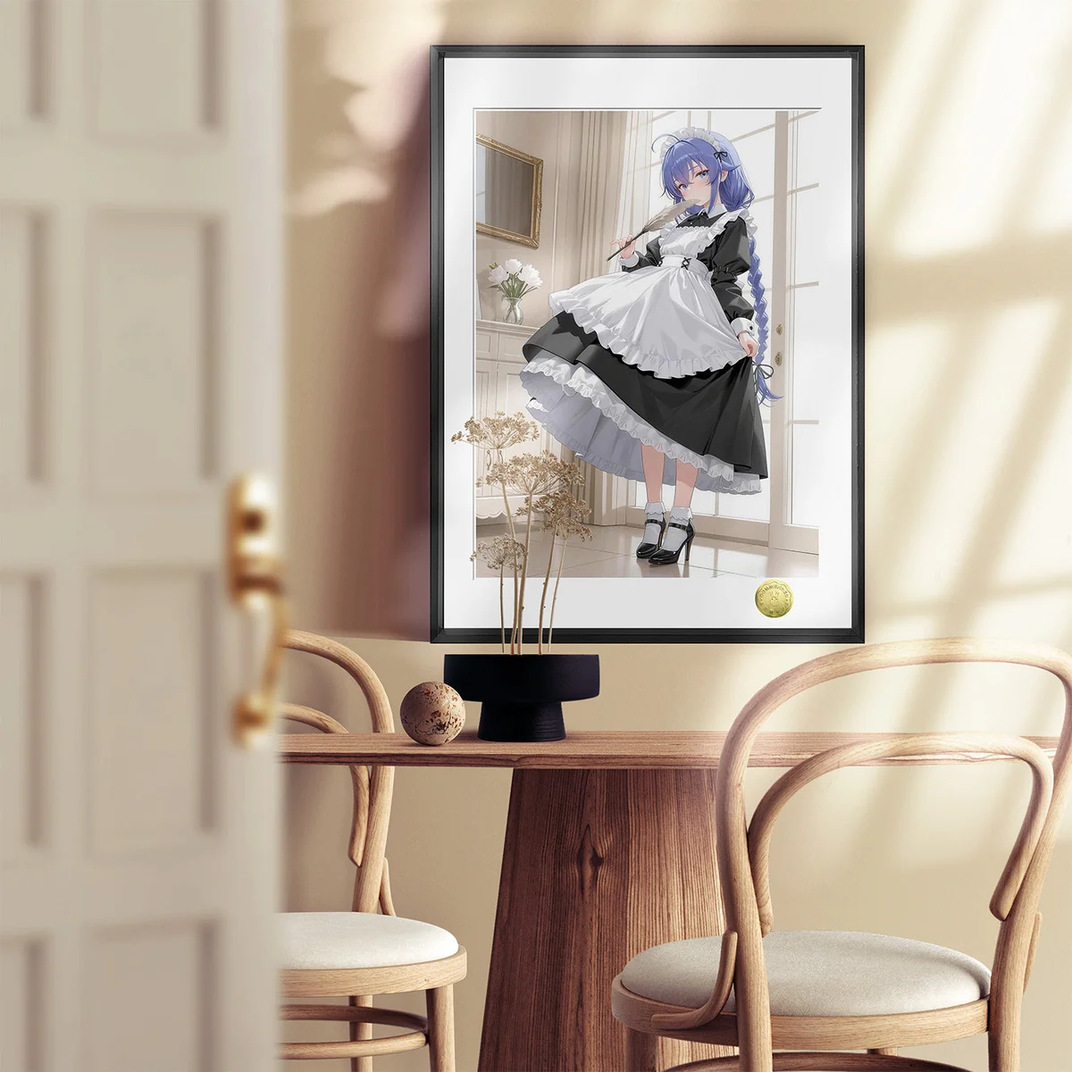 "Charming Maid Roxy Migurdia decorative painting by Huang Gua Studio. Views showcase vibrant Mushoku Tensei anime art for home decor."