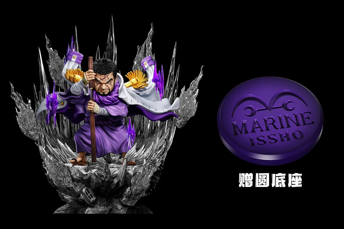 "Exquisite A+ Studio One Piece Fujitora Issho GK statue, showcasing his majestic gravity power from multiple dynamic angles with intricate."