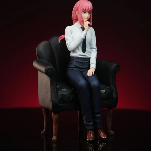 "Captivating angle of the limited edition 1/6 Makima Chainsaw Man resin statue, highlighting her enigmatic expression and intricate premium sculptural."