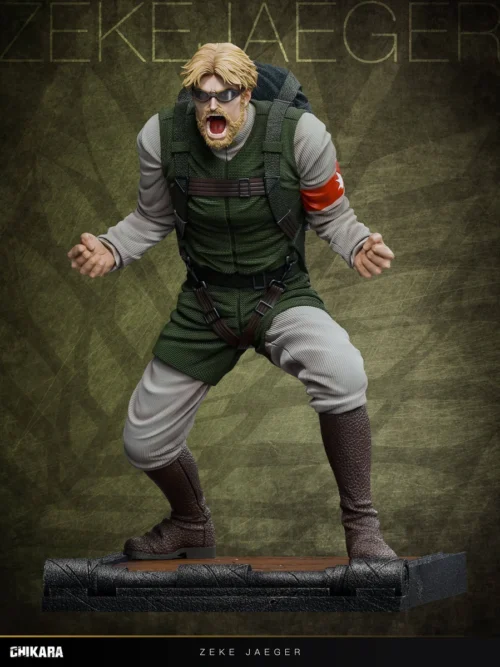 "Limited edition 1/6 Zeke Yeager Attack on Titan statue by CHIKARA Studio. Views capture dynamic pose and immense power."