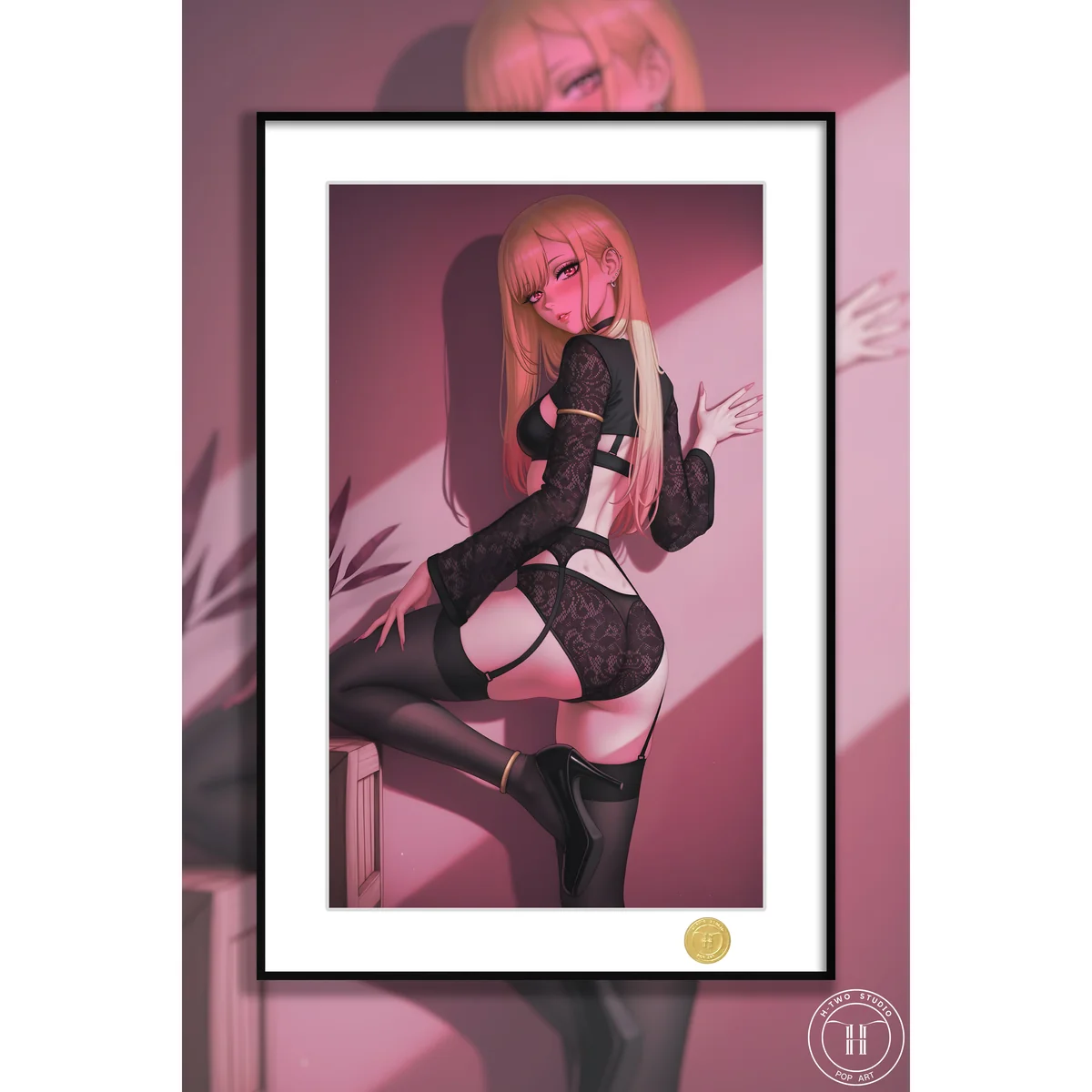 "Alluring Marin Kitagawa decorative painting, a limited edition premium Giclée anime art print, professionally framed with vibrant colors."