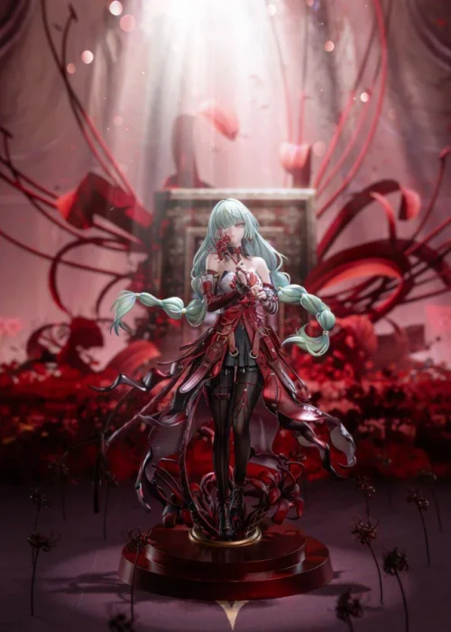 "Exclusive Wuthering Waves Floro 1/7 Scale PU Statue. Dynamic warrior pose, flowing translucent effects, and intricate futuristic details."