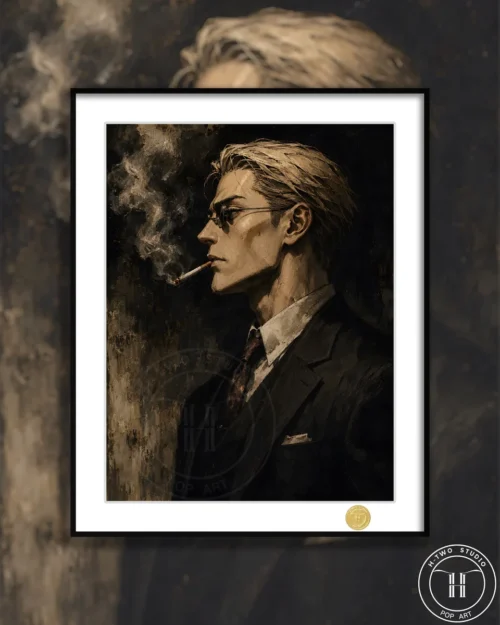 "Limited edition premium Nanami Kento art print featuring his stoic side profile, a sophisticated Jujutsu Kaisen decorative painting."