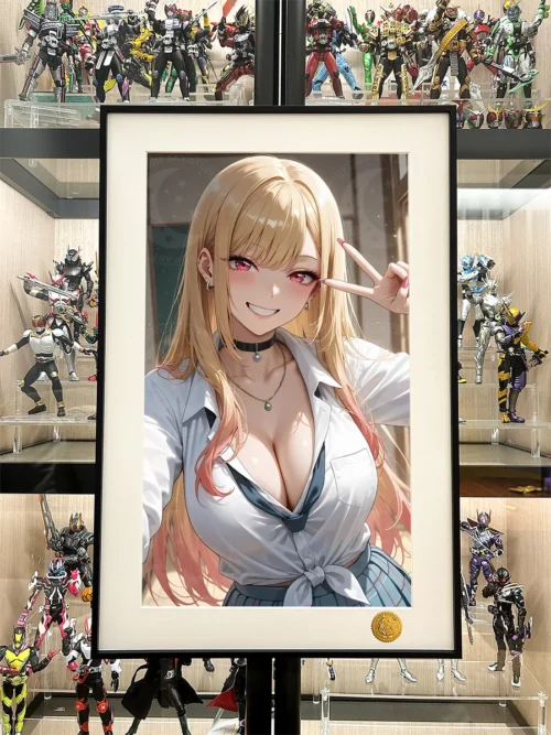 "Premium, limited edition Marin Kitagawa Starry Sky Painting. My Dress-Up Darling close-up shows vibrant portrait, intricate cosmic details."