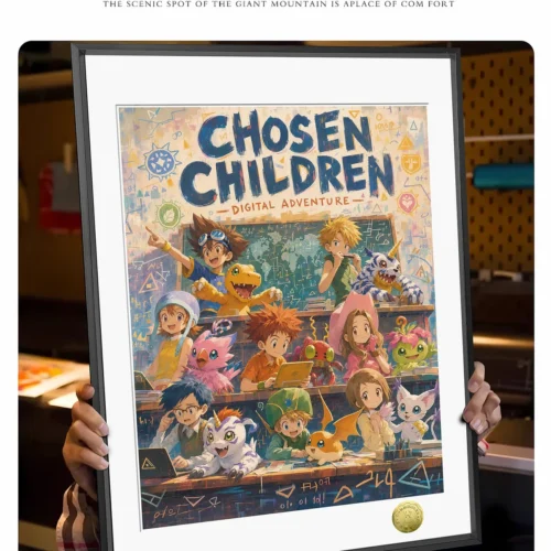 "A3/4K Digimon Chosen Children Graduation Season painting, exclusive nostalgic fan art by Huang Gua Studio, premium home decor."