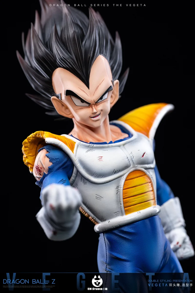 "Limited edition EH-STUDIO 1/6 Dragon Ball Vegeta statue. Dynamic pose, LED effects, and dual head sculpts from multiple angles."