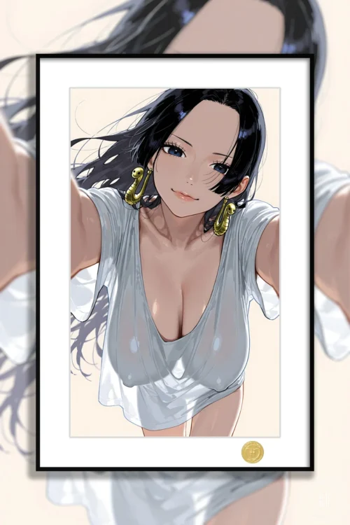 "Main image: Exclusive limited edition Boa Hancock One Piece art print, highlighting her alluring grace in a premium, modern anime decorative painting."