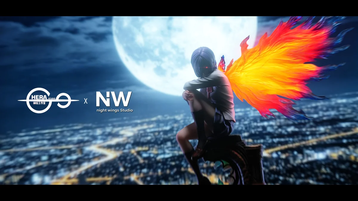 "Dynamic 1/4 Touka Kirishima Tokyo Ghoul figure with vibrant LED Ukaku Kagune, showcasing her power and premium detail."