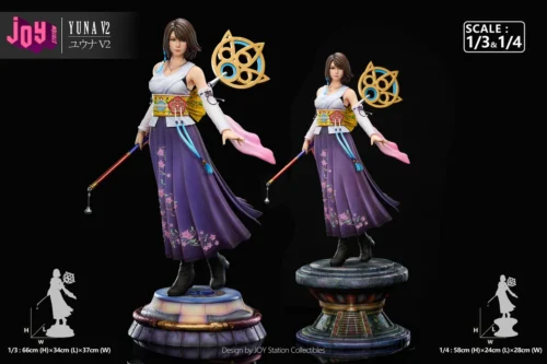 "Stunning Final Fantasy X Yuna 2.0 resin statue by Joy Station Studio, showcasing her dynamic summoner pose with ethereal water effects."