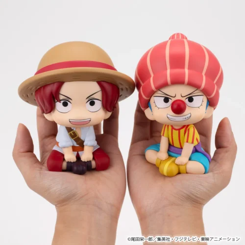 "Adorable chibi One Piece Look Up figures of young Shanks and Buggy, showcasing their playful childhood charm as an iconic duo."