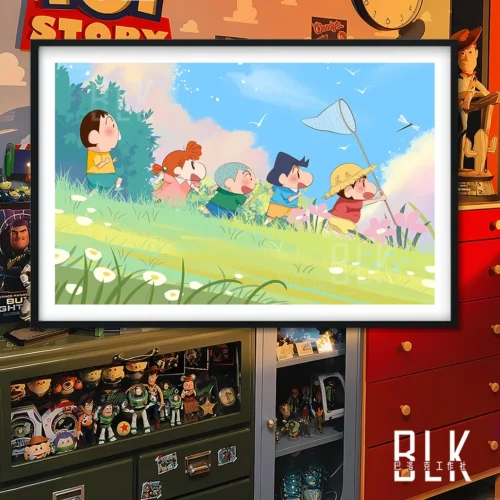 "Vibrant Crayon Shin-chan Summer Kasukabe decorative painting main image, featuring Shin-chan and friends enjoying cheerful summer adventures."