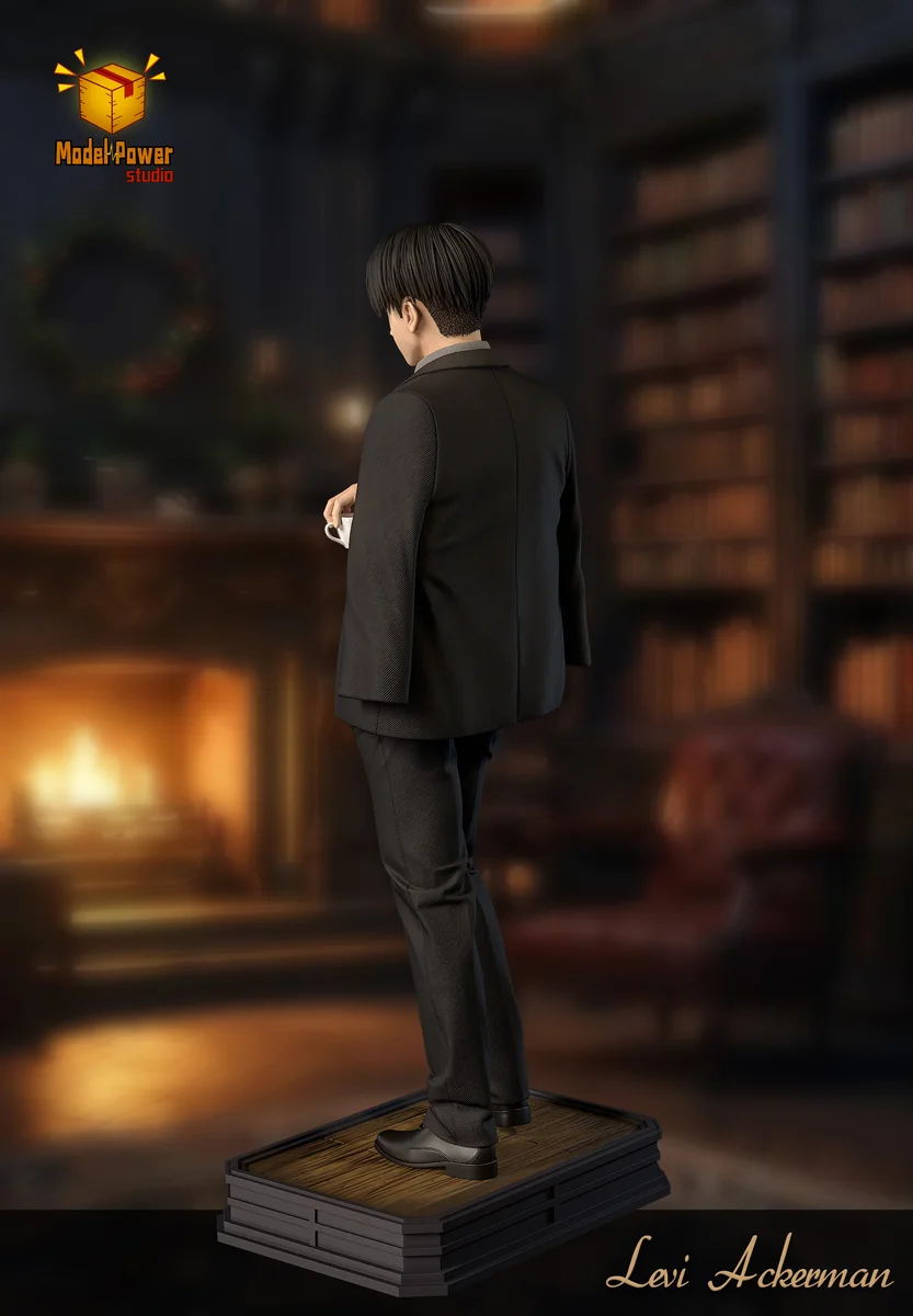 "Multiple angles of the limited edition Levi Ackerman resin statue by Model Power Studio, showcasing his premium quality and the detailed removable."