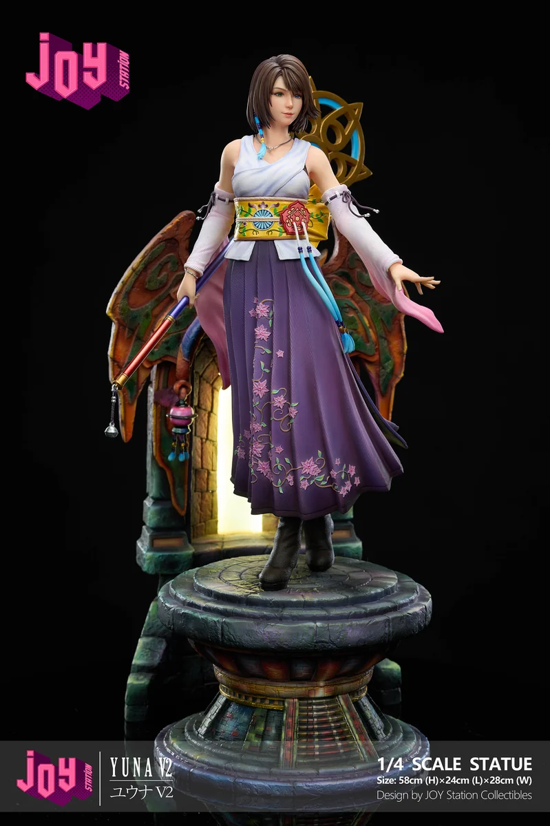 "Stunning FFX Yuna 2.0 resin statue. Dynamic summoner pose, ethereal water, spiritual effects. See all exquisite sculpt details."