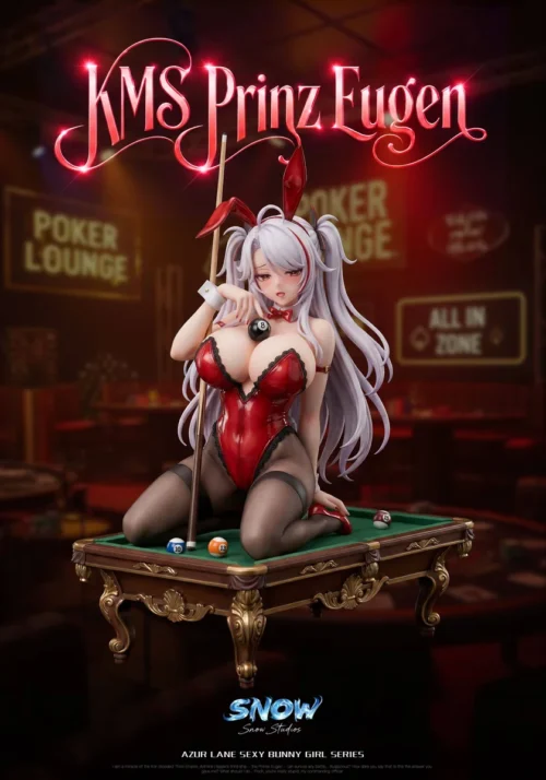 "Experience the exquisite 1/6 Azur Lane Prinz Eugen statue by Snow-Studio. This premium figure captures her seductively in a dynamic, interactive bill."
