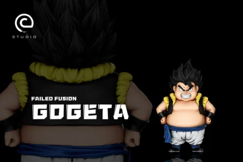 "Gallery of C-STUDIO Dragon Ball Fat Gogeta and Thin Gogeta statues, humorously detailing their iconic failed fusion from multiple angles with playful."