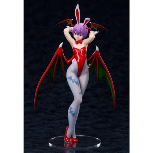 "Exquisite 1/4 scale Darkstalkers Lilith bunny figure from Union Creative Studio, showcasing her seductive pose and intricate bunny girl outfit detail."