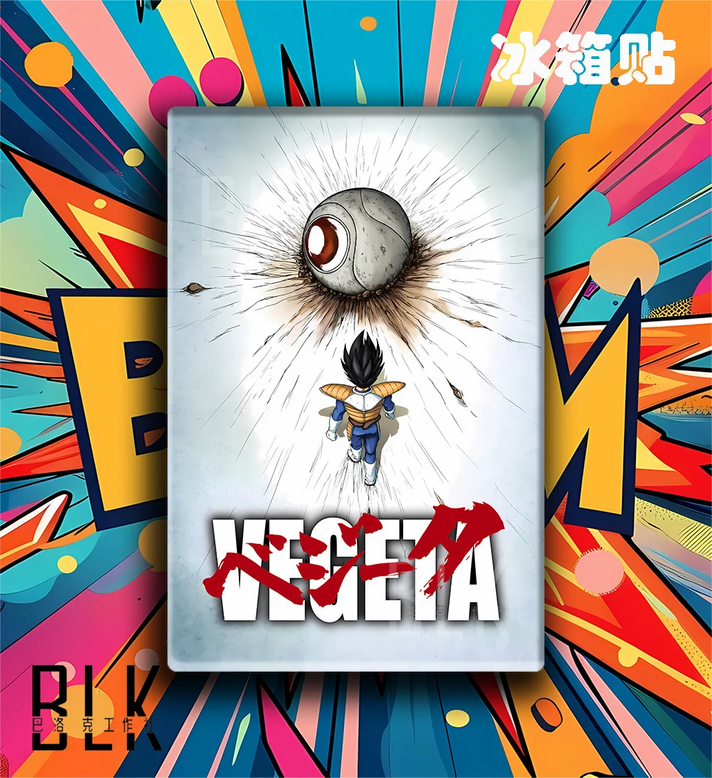 "Detailed views of the Baroque Vegeta decorative painting, highlighting ornate frame and dramatic anime power. A unique Dragon Ball wall art piece."