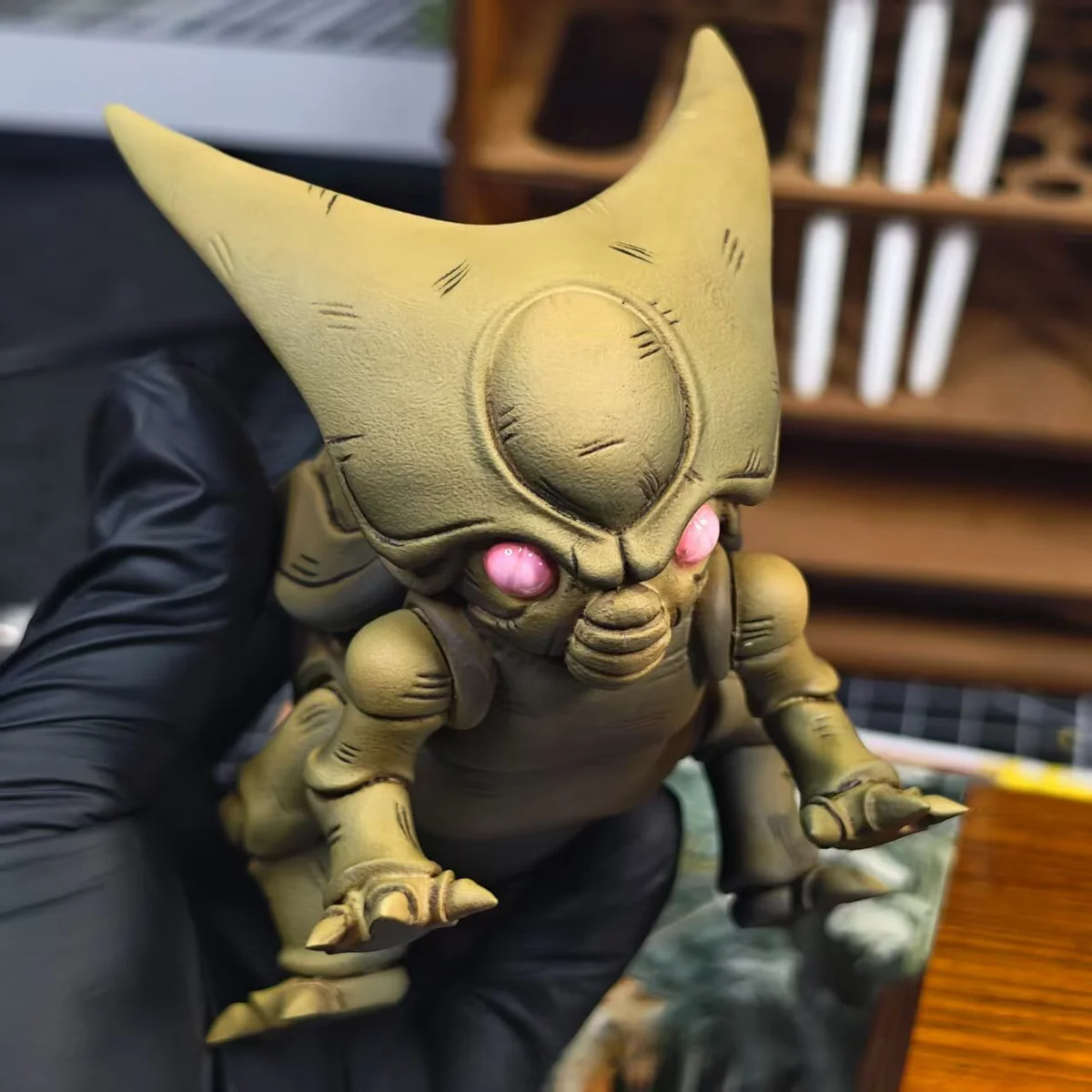 "This DD Studio Dragon Ball Z Cell Larva statue photo captures its grotesque, highly detailed, rare imperfect form and premium PU material."