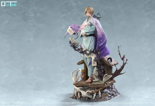 "View intricate details of the ultra-exclusive 98-piece limited Natsume Takashi statue, capturing Nyanko-sensei in a serene, ethereal forest scene."
