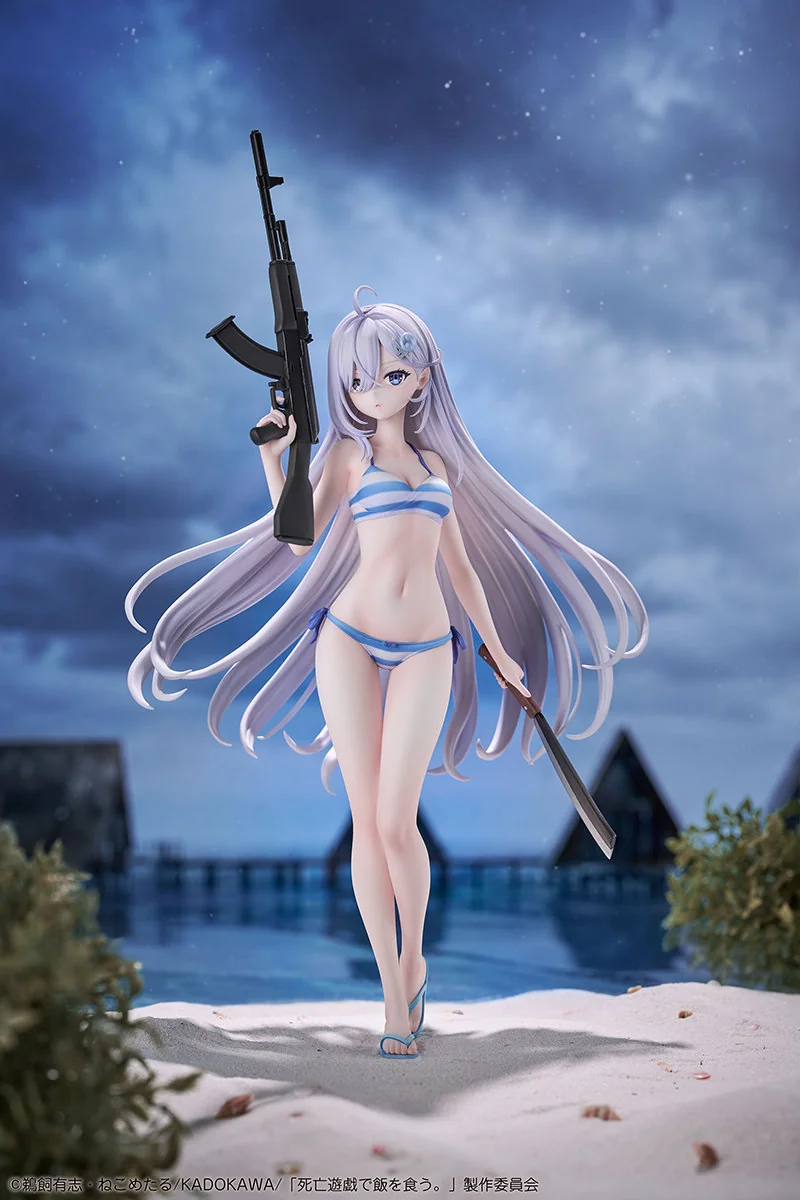 "1/7 Yƫrei Living Off A Death Game PVC figure, dynamically posed with intricate ethereal details and a menacing spectral aura. A premium dark fantasy."