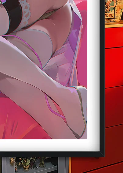 "Azur Lane Pink Nurse decorative painting gallery showcasing the vibrant anime character art, premium framed finish, and intricate details."